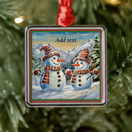 Kerst Snowmen SJABLOON Metalen Ornament (Boom)