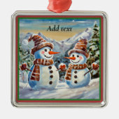 Kerst Snowmen SJABLOON Metalen Ornament (Voorkant)