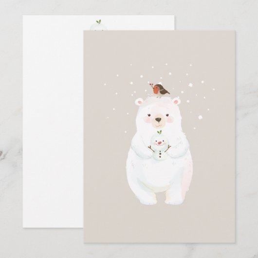 Kerst Snowy Beer Knuffels Feestdagenkaart (Voorkant / Achterkant)
