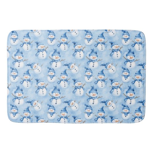 Kerst Snowy Blue Bad Mat (Voorkant)