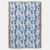 Kerst Snowy Blue Throw Blanket Deken (Voorkant Verticaal)