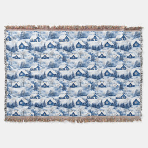 Kerst Snowy Blue Throw Blanket Deken