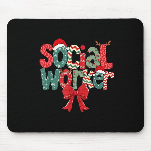 Kerst sociaal werker retro kerstfeest het is de ti muismat (Voorkant)