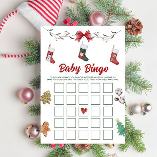 Kerst Sock Baby Shower Baby Bingo Spelkaart Kaart