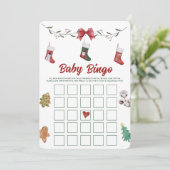 Kerst Sock Baby Shower Baby Bingo Spelkaart Kaart (Staand voorkant)