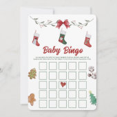 Kerst Sock Baby Shower Baby Bingo Spelkaart Kaart (Voorkant)