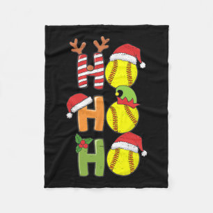 Kerst Softbal Ho Ho Softbal Xmas Sport Me Fleece Deken