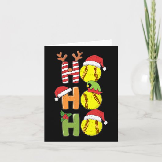Kerst Softbal Ho Ho Softbal Xmas Sport Me Kaart (Voorkant)