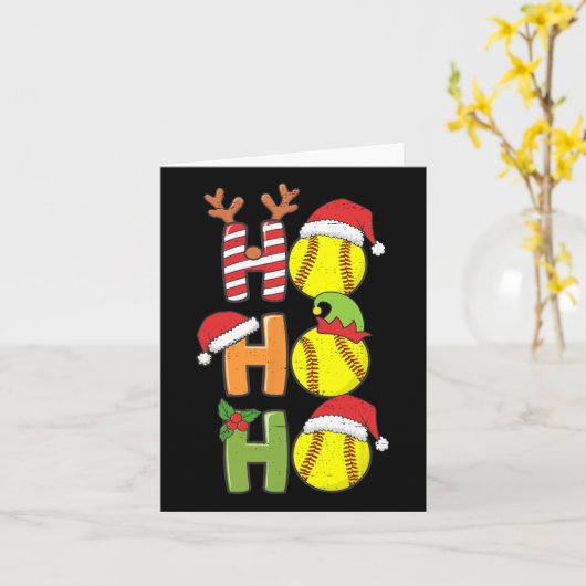 Kerst Softbal Ho Ho Softbal Xmas Sport Me Kaart (Gele Bloem)