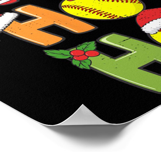 Kerst Softbal Ho Ho Softbal Xmas Sport Me Poster (Hoek)