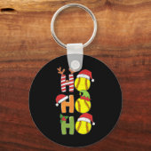 Kerst Softbal Ho Ho Softbal Xmas Sport Me Sleutelhanger (Voorkant)
