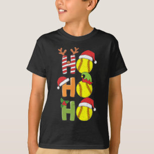 Kerst Softbal Ho Ho Softbal Xmas Sport Me T-shirt