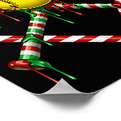Kerst Softbal Kerstman Hoed Ijs Drip Mannen Wo Poster (Hoek)