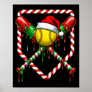 Kerst Softbal Kerstman Hoed Ijs Drip Mannen Wo Poster