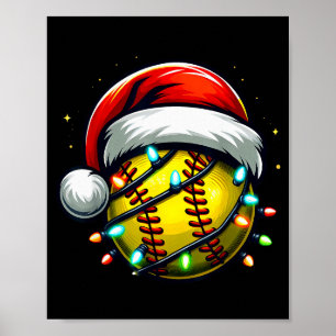 Kerst Softbal Kerstman Softbal Liefhebber Jongens Poster