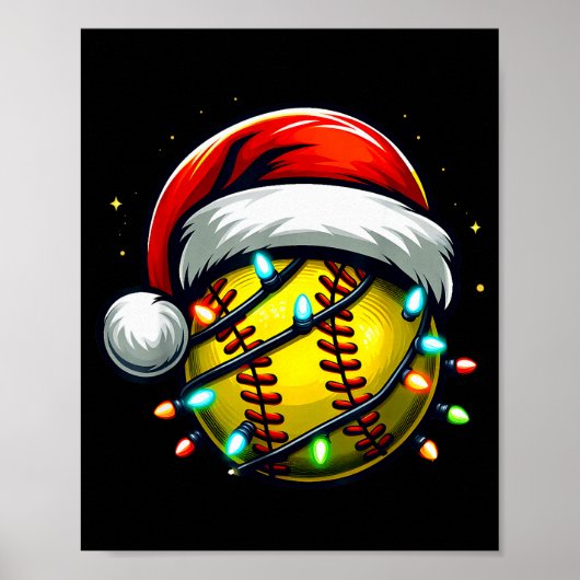 Kerst Softbal Kerstman Softbal Liefhebber Jongens Poster (Voorkant)