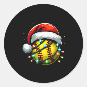 Kerst Softbal Kerstman Softbal Liefhebber Jongens Ronde Sticker