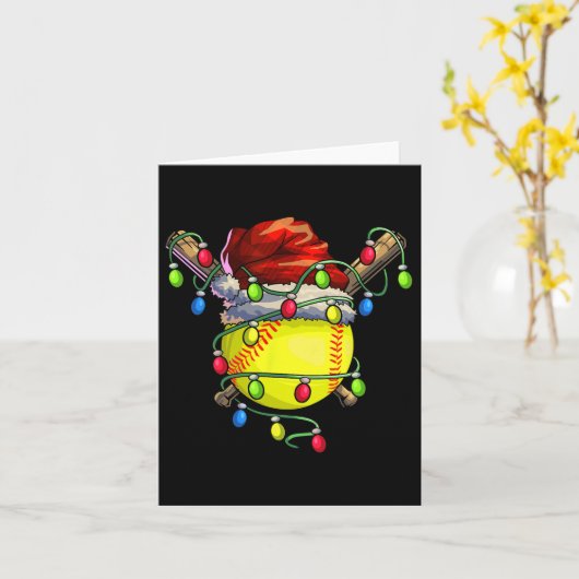 Kerst Softbal Kerstmis Kerstverlichting Softbal Kaart (Gele Bloem)