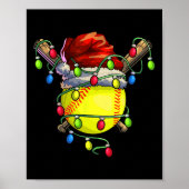 Kerst Softbal Kerstmis Kerstverlichting Softbal Poster (Voorkant)