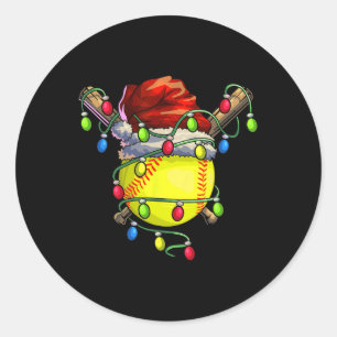 Kerst Softbal Kerstmis Kerstverlichting Softbal Ronde Sticker