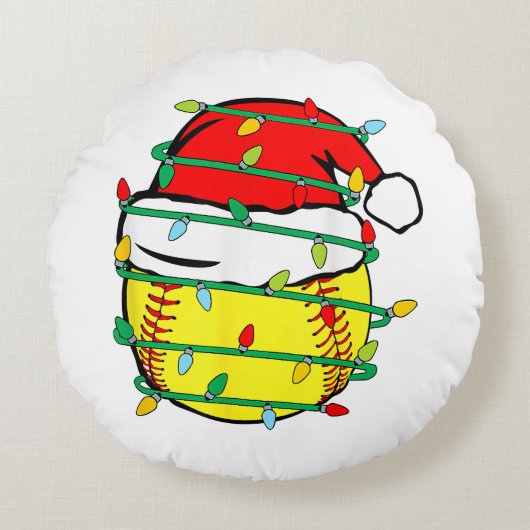 Kerst Softbal  Rond Kussen (Voorkant)