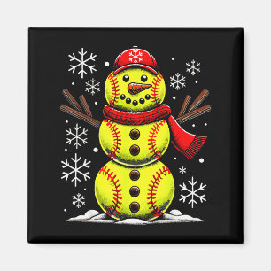 Kerst Softbal Sneeuwman Meisjes, Softbal Kerstmis Magneet