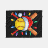 Kerst Softbal Xmas Santa SRTS Pet Mannen Vrouwen Fleece Deken (Voorkant (Horizontaal))