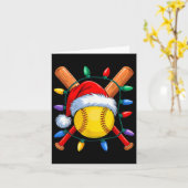 Kerst Softbal Xmas Santa SRTS Pet Mannen Vrouwen Kaart (Gele Bloem)