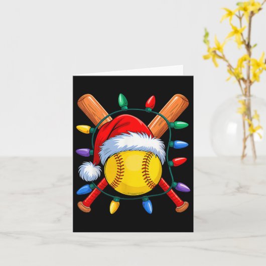 Kerst Softbal Xmas Santa SRTS Pet Mannen Vrouwen Kaart (Gele Bloem)