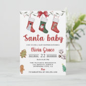 Kerst sok Baby shower Party Kaart (Staand voorkant)