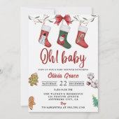 Kerst sok Baby shower Party Kaart (Voorkant)