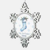 Kerst Sokken 1e kerst Tin Sneeuwvlok Ornament (Rechts)