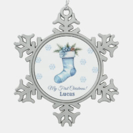 Kerst Sokken 1e kerst Tin Sneeuwvlok Ornament