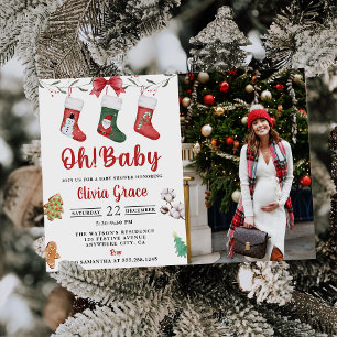 Kerst Sokken Baby shower Party Foto Kaart