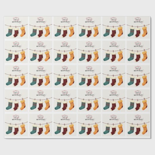 Kerst sokken cadeaus cadeaupapier (Vlak)