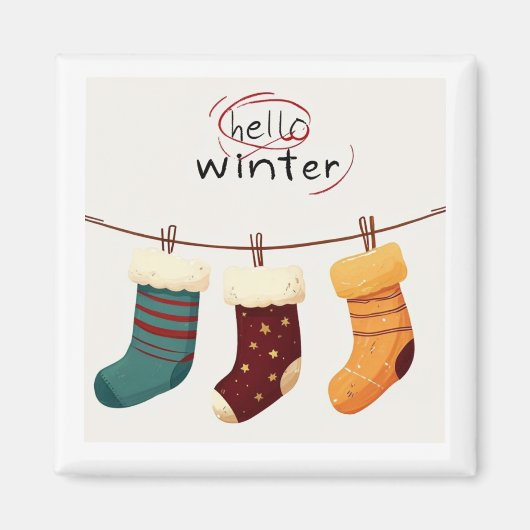 Kerst sokken cadeaus magneet (Voorkant)