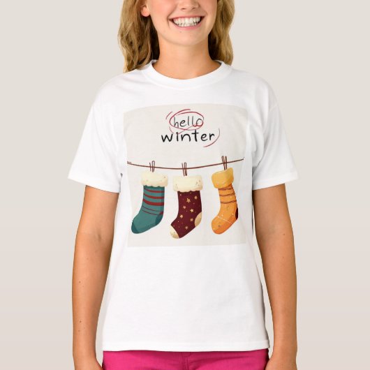 Kerst sokken cadeaus t-shirt (Voorkant)
