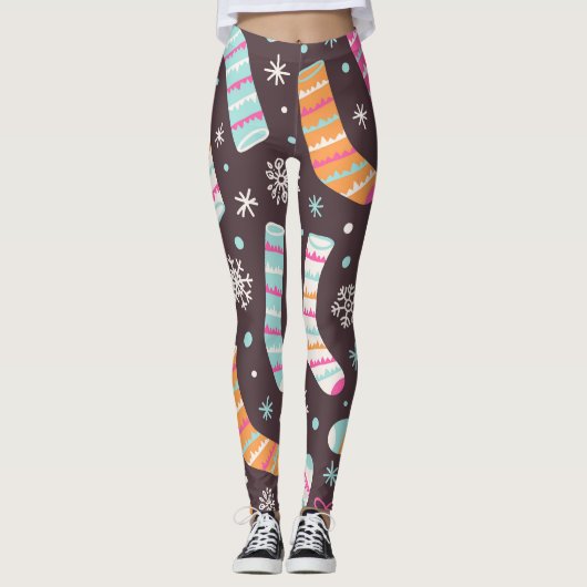 Kerst sokken en sneeuwvlokken: patroon leggings (Voorkant)