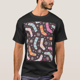 Kerst sokken en sneeuwvlokken: patroon t-shirt