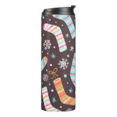 Kerst sokken en sneeuwvlokken:  patroon thermosbeker (Gedraaid links)