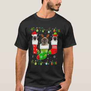 Kerst Sokken Grappige Siamese Kat Liefhebber Xmas  T-shirt
