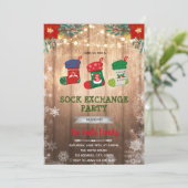 Kerst sokken ruil uitnodiging (Staand voorkant)