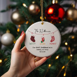 Kerst Sokken Schattige gepersonaliseerde foto Keramisch Ornament<br><div class="desc">Retro Kerst Schattige Gepersonaliseerd Foto Keramisch Ornament</div>