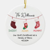 Kerst Sokken Schattige gepersonaliseerde foto Keramisch Ornament (Voorkant)