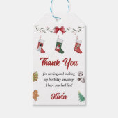 Kerst Sokken Verjaardagsfeest Cadeaulabel (Voorkant)