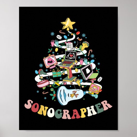 Kerst Sonograaf Echografie Technoloog Xmas Poster (Voorkant)
