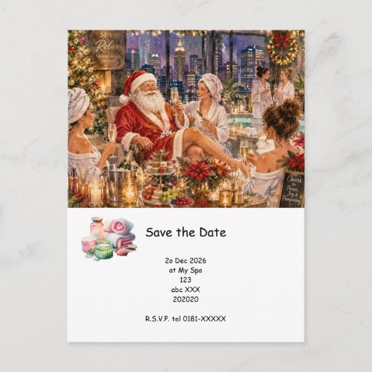 Kerst Spa Feest Uitnodigingskaart Briefkaart (Voorkant)