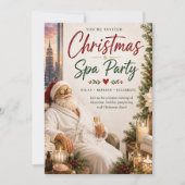 Kerst-Spa-feestuitnodiging met Kerstman Kaart (Voorkant)