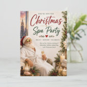 Kerst-Spa-feestuitnodiging met Kerstman Kaart (Staand voorkant)