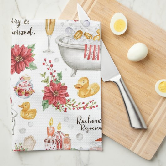 Kerst Spa thema champagne Theedoek (Quarter Fold)